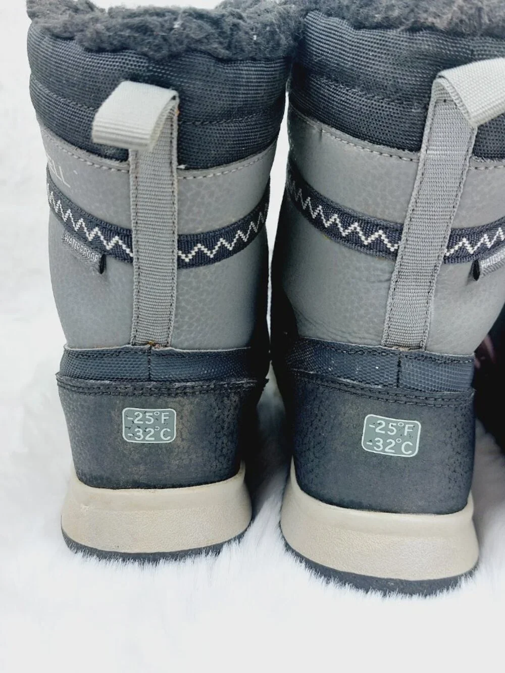 Set Of 2 Timberland Merrell Boy's Gray Burgundy Ankle Winter Snow Boots Size 2